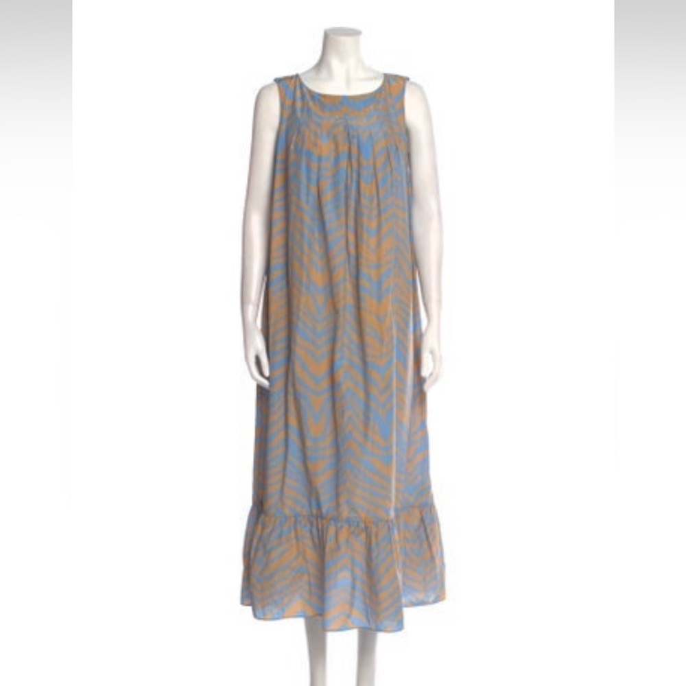 Gray and Tan Sleeveless Scoop Neck Sundress